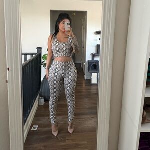 Fashion Nova Gray Snake Print Jumpsuit